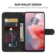 For Motorola Moto G Power 5G 2024 Skin Feel Geometric Lines Leather Phone Case(Black)