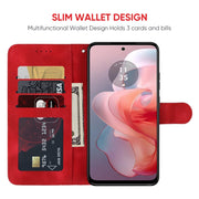 For Motorola Moto G Power 5G 2024 Skin Feel Geometric Lines Leather Phone Case(Red)