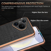 For Huawei Pura 70 AZNS Electroplated Frame Crocodile Texture Full Coverage Phone Case(Black)