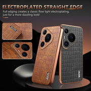 For Huawei Pura 70 Pro / 70 Pro+ AZNS Electroplated Frame Crocodile Texture Full Coverage Phone Case(Green)