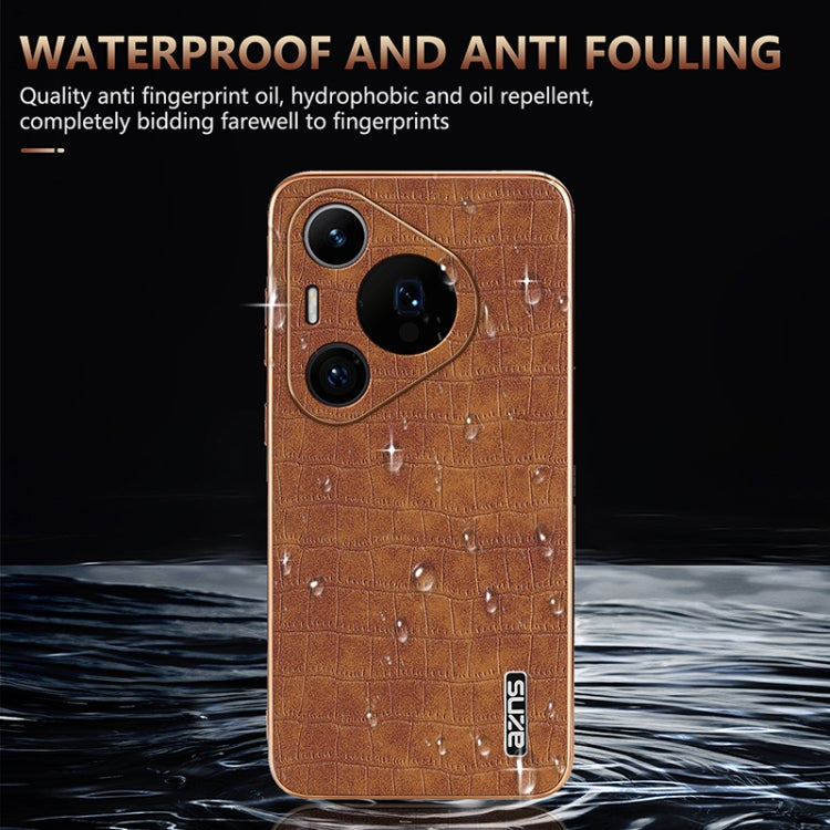 For Huawei Pura 70 Pro / 70 Pro+ AZNS Electroplated Frame Crocodile Texture Full Coverage Phone Case(Blue)