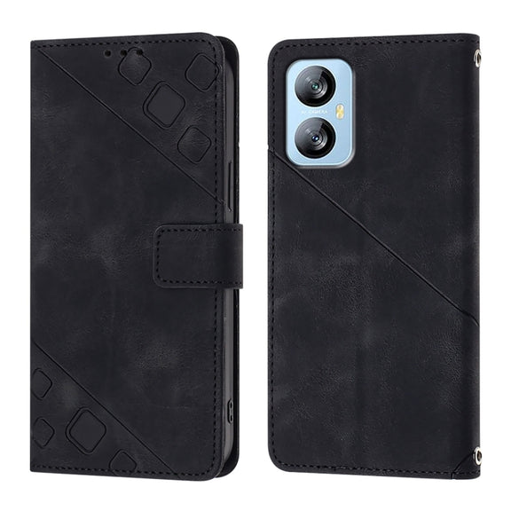 For Blackview A52 Skin Feel Embossed Leather Phone Case(Black)