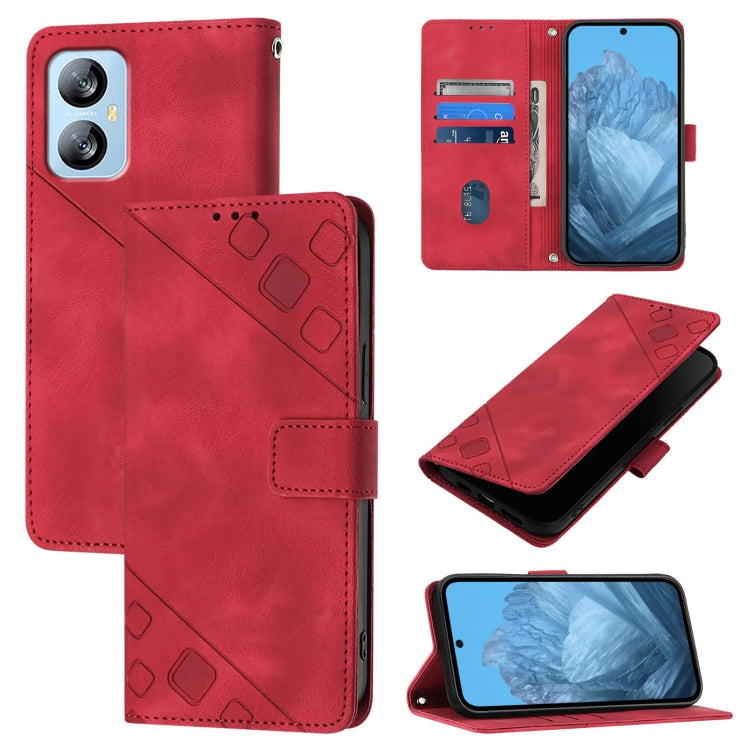 For Blackview A52 Skin Feel Embossed Leather Phone Case(Red)