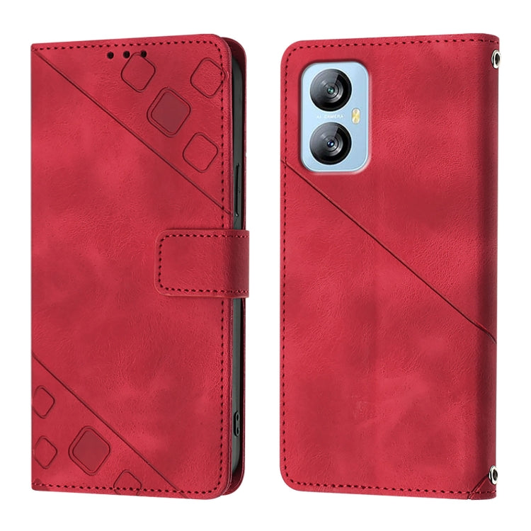 For Blackview A52 Skin Feel Embossed Leather Phone Case(Red)