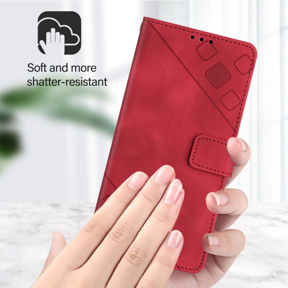 For Blackview A52 Skin Feel Embossed Leather Phone Case(Red)