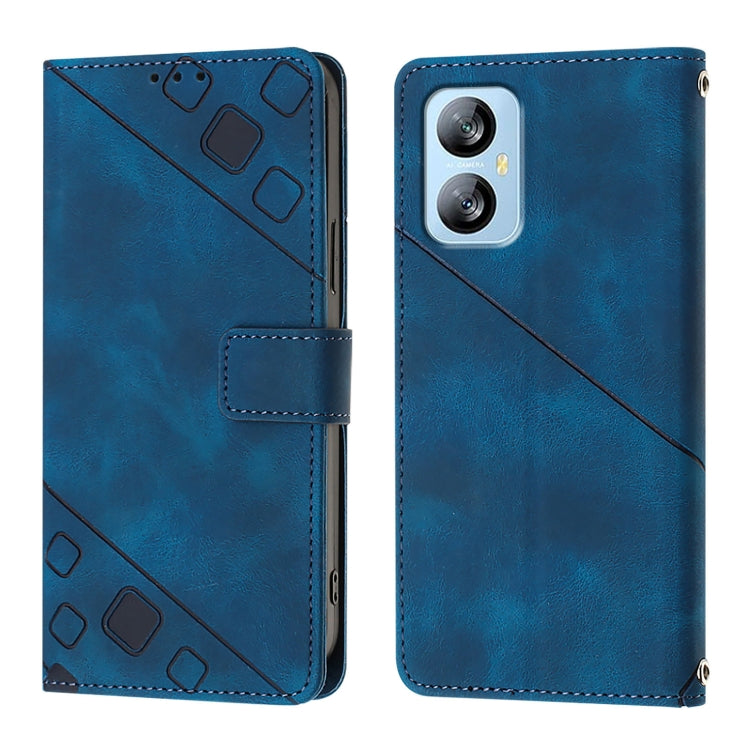 For Blackview A52 Skin Feel Embossed Leather Phone Case(Blue)