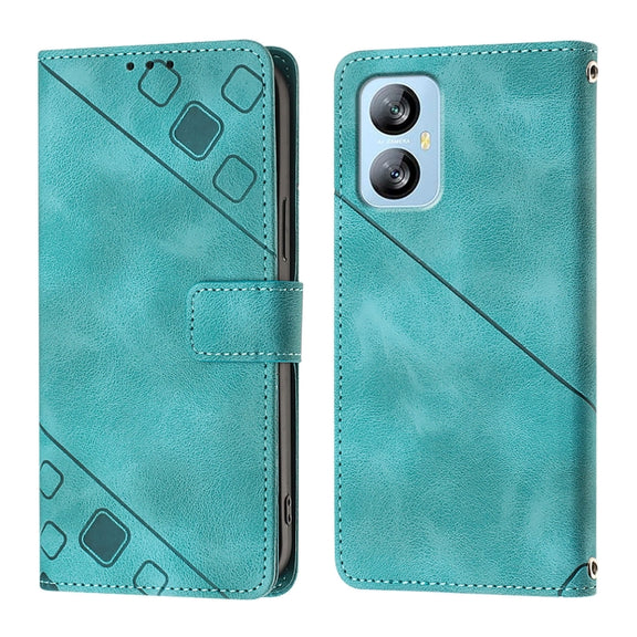 For Blackview A52 Skin Feel Embossed Leather Phone Case(Green)