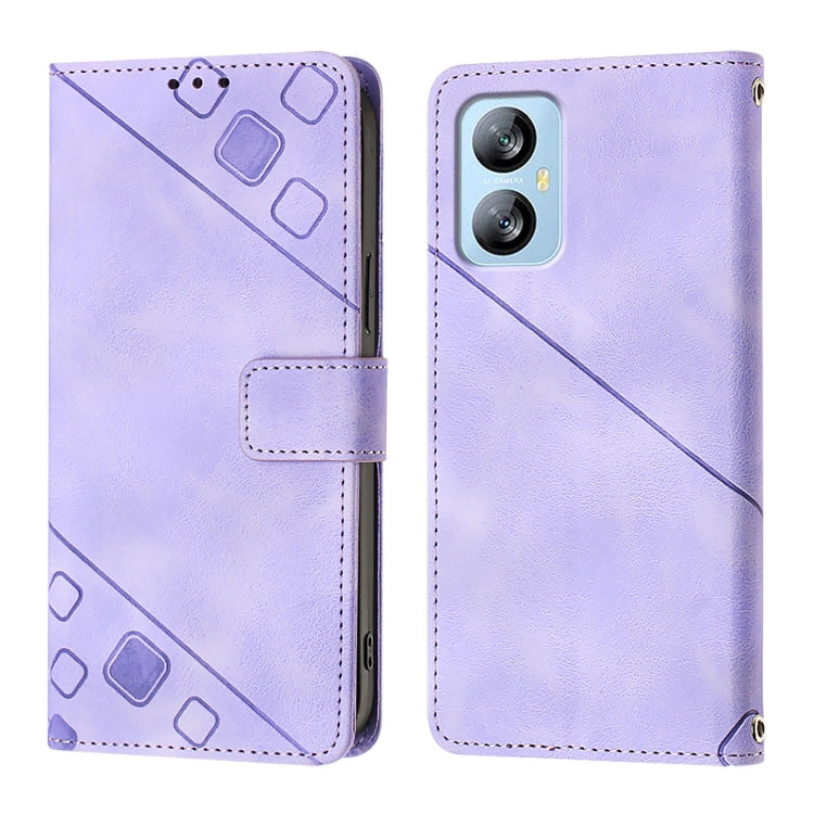 For Blackview A52 Skin Feel Embossed Leather Phone Case(Light Purple)