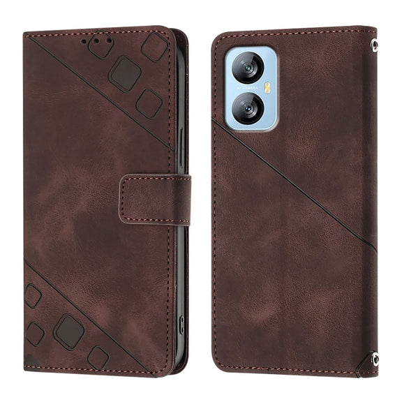 For Blackview A52 Skin Feel Embossed Leather Phone Case(Brown)
