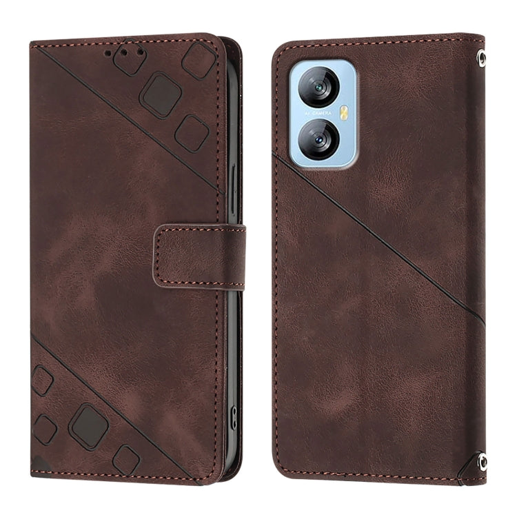 For Blackview A52 Skin Feel Embossed Leather Phone Case(Brown)