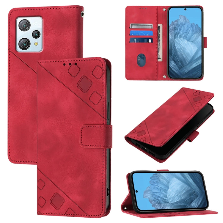 For Blackview A53 Skin Feel Embossed Leather Phone Case(Red)