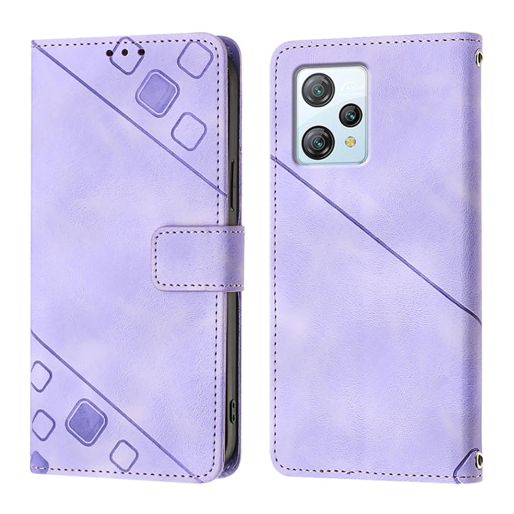 For Blackview A53 Skin Feel Embossed Leather Phone Case(Light Purple)