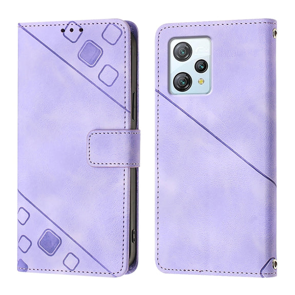 For Blackview A53 Skin Feel Embossed Leather Phone Case(Light Purple)