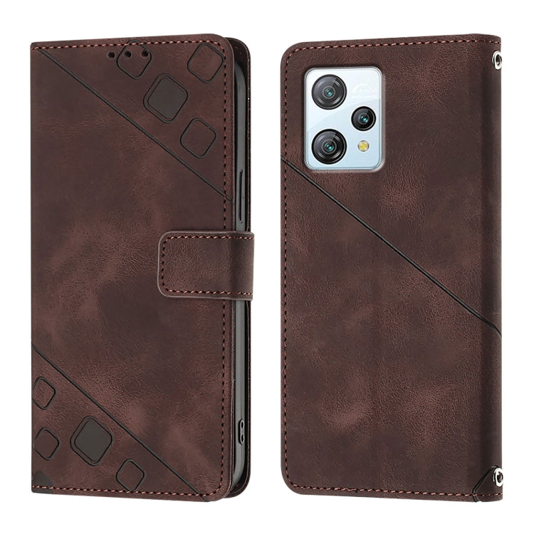 For Blackview A53 Skin Feel Embossed Leather Phone Case(Brown)