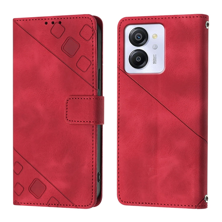For Blackview Color 8 Skin Feel Embossed Leather Phone Case(Red)