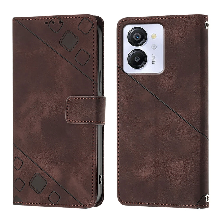 For Blackview Color 8 Skin Feel Embossed Leather Phone Case(Brown)