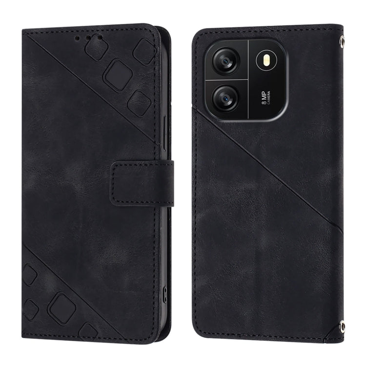 For Blackview Wave 6C Skin Feel Embossed Leather Phone Case(Black)