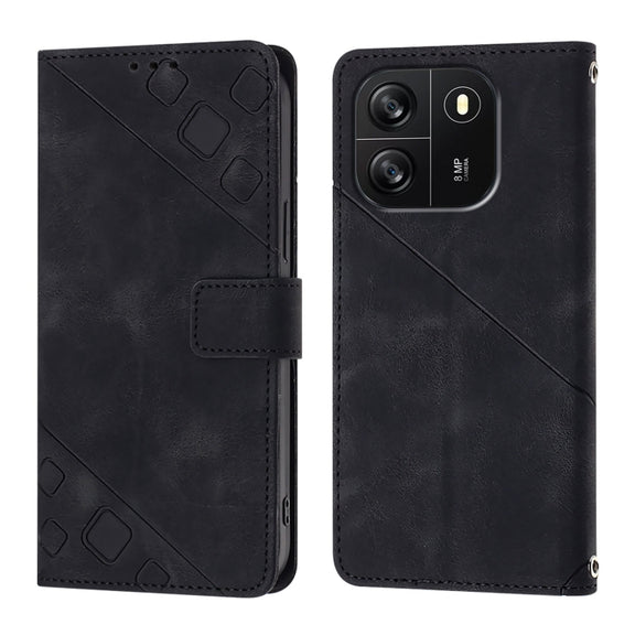 For Blackview Wave 6C Skin Feel Embossed Leather Phone Case(Black)
