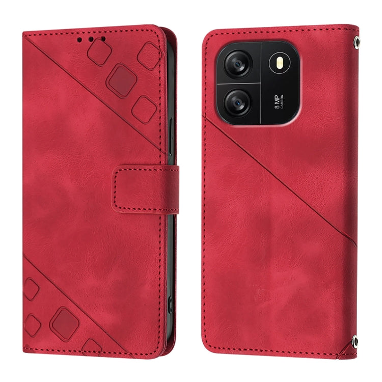 For Blackview Wave 6C Skin Feel Embossed Leather Phone Case(Red)