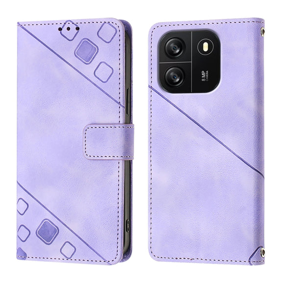 For Blackview Wave 6C Skin Feel Embossed Leather Phone Case(Light Purple)