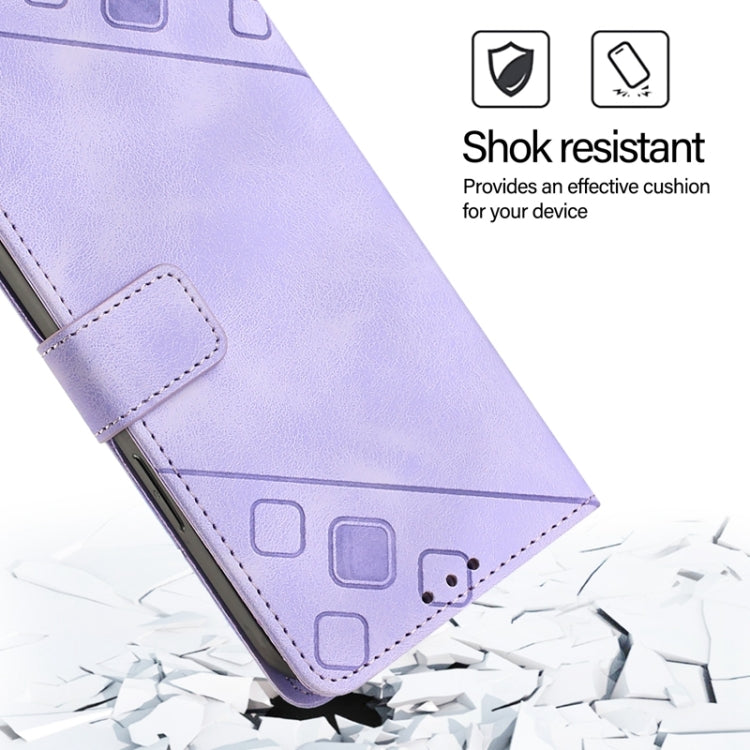 For Blackview Wave 6C Skin Feel Embossed Leather Phone Case(Light Purple)