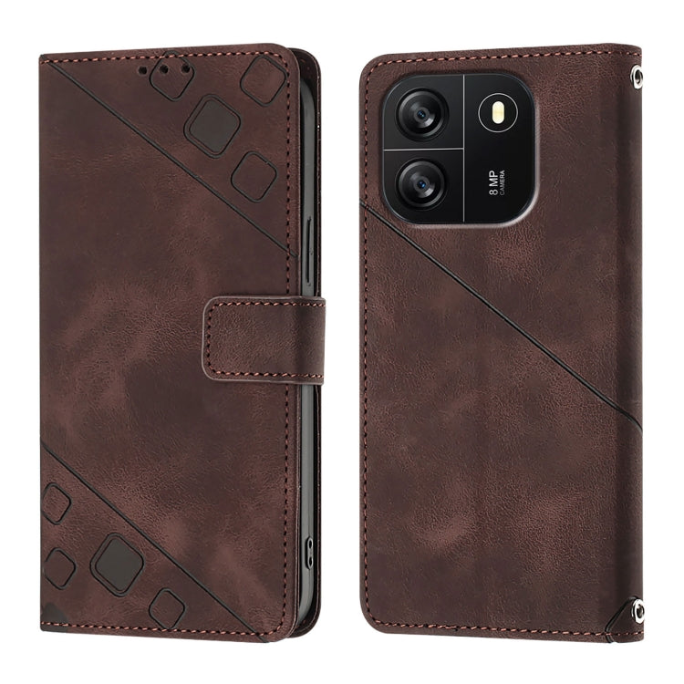 For Blackview Wave 6C Skin Feel Embossed Leather Phone Case(Brown)