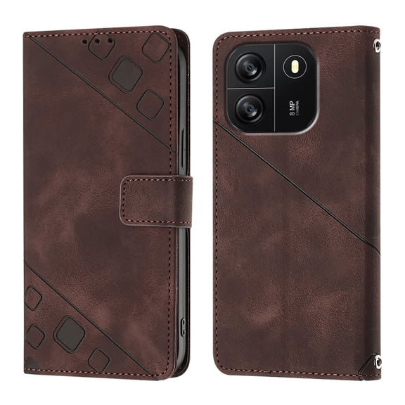 For Blackview Wave 6C Skin Feel Embossed Leather Phone Case(Brown)