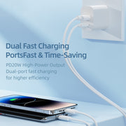 ROCK T43 PD 20W Dual Port USB-A+USB-C / Type-C Charger Adapter, Plug:EU Plug