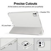 For iPad Pro 11 2024 Tri-fold Holder TPU Cover Frosted Leather Smart Tablet Case withh Pen Slot(Grey)