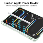For iPad Pro 11 2024 Tri-fold Holder TPU Cover Frosted Leather Smart Tablet Case withh Pen Slot(Light Green)