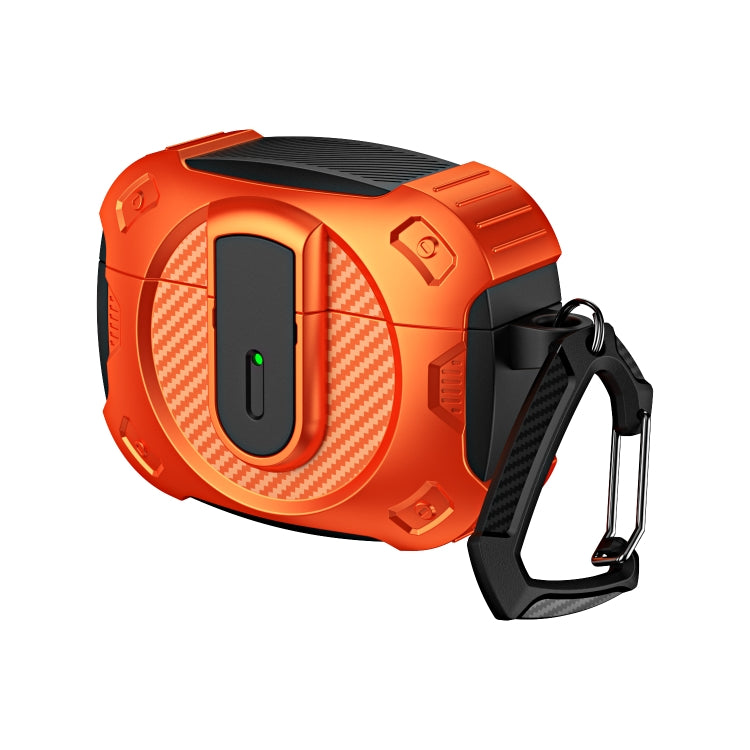 For AirPods Pro 2 Lock Shockproof Bluetooth Earphone Protective Case(Black Orange)