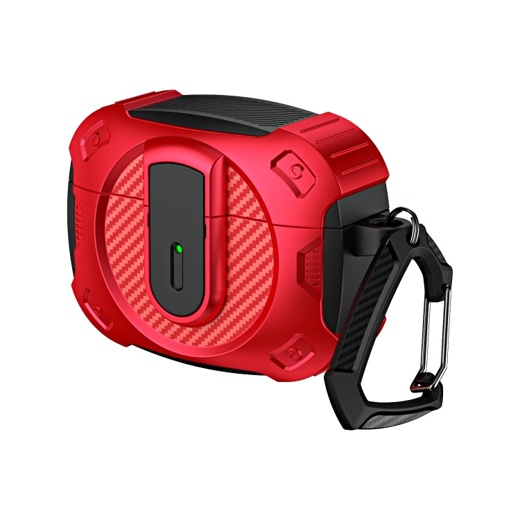 For AirPods Pro 2 Lock Shockproof Bluetooth Earphone Protective Case(Black Red)