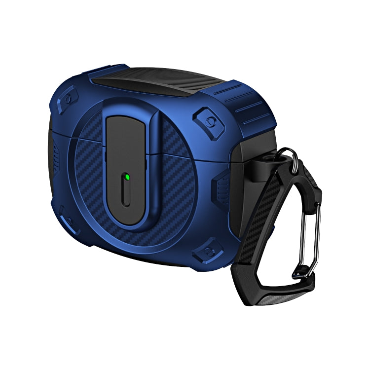 For AirPods Pro 2 Lock Shockproof Bluetooth Earphone Protective Case(Black Blue)