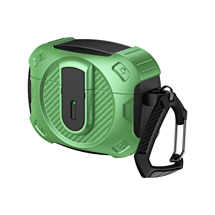 For AirPods Pro 2 Lock Shockproof Bluetooth Earphone Protective Case(Black Green)