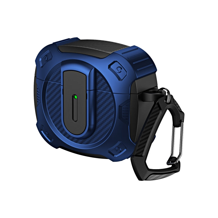 For AirPods 4 Lock Shockproof Bluetooth Earphone Protective Case(Black Blue)