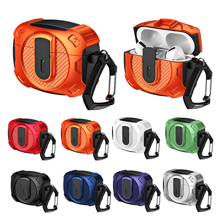 For AirPods 4 Lock Shockproof Bluetooth Earphone Protective Case(Black White)