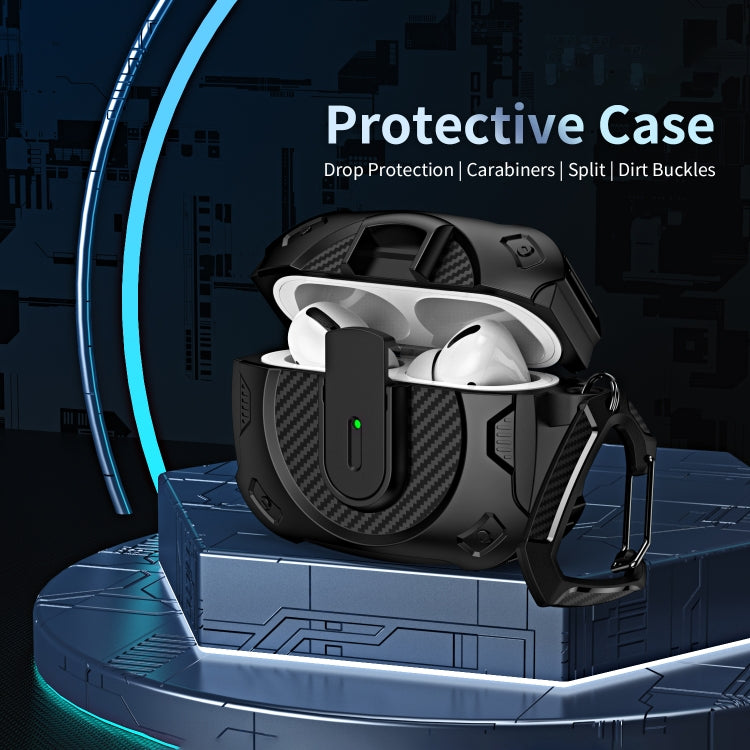 For AirPods 4 Lock Shockproof Bluetooth Earphone Protective Case(Black White)