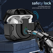 For AirPods 4 Lock Shockproof Bluetooth Earphone Protective Case(Black White)