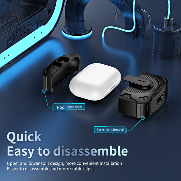 For AirPods 4 Lock Shockproof Bluetooth Earphone Protective Case(Black White)
