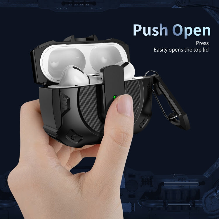 For AirPods 4 Lock Shockproof Bluetooth Earphone Protective Case(Black White)