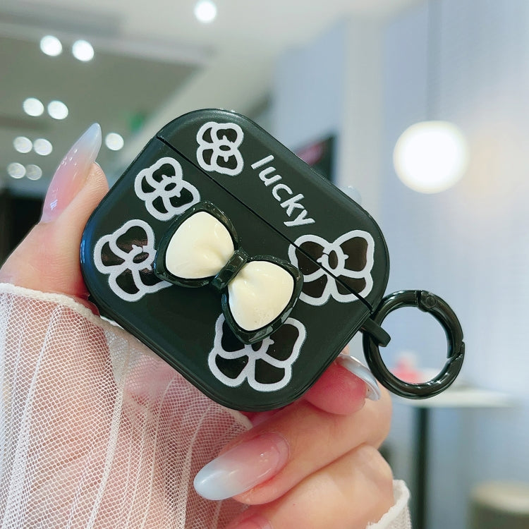 For AirPods 3 3D Colorful Pattern Bluetooth Earphone Protective Case(Black Bow)