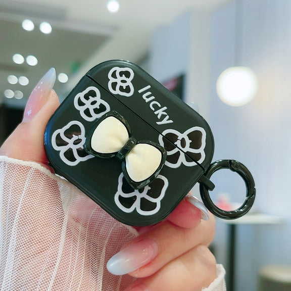 For AirPods 3 3D Colorful Pattern Bluetooth Earphone Protective Case(Black Bow)