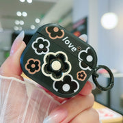 For AirPods 3 3D Colorful Pattern Bluetooth Earphone Protective Case(Black Flower)