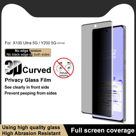 For vivo X100 Ultra imak 3D Curved Privacy Full Screen Tempered Glass Film