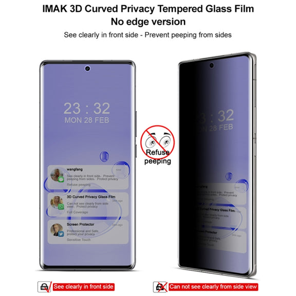 For vivo X100 Ultra imak 3D Curved Privacy Full Screen Tempered Glass Film