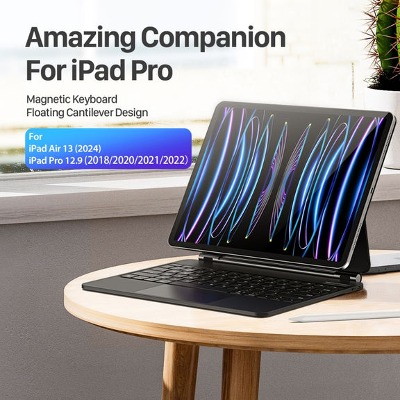 DUX DUCIS MK Series Floating Magnetic Keyboard Tablet Leather Case For iPad Air 13 2024 / Pro 12.9 2022 / 2021(Black)
