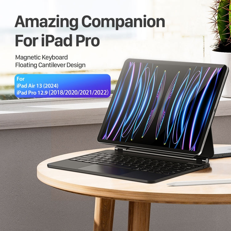 DUX DUCIS MK Series Floating Magnetic Keyboard Tablet Leather Case For iPad Air 13 2024 / Pro 12.9 2022 / 2021(Black)