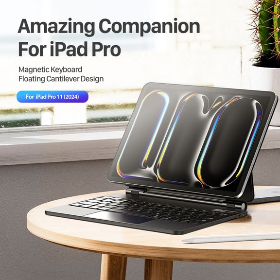 DUX DUCIS MK Series Floating Magnetic Keyboard Tablet Leather Case For iPad Pro 11 2024(Black)