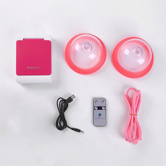 Portable USB Charging Chest Electric Massage Instrument, Style:Remote Control(C Cup)