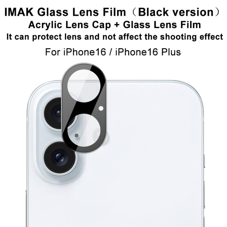 For iPhone 16 / 16 Plus imak High Definition Integrated Glass Lens Film Black Version